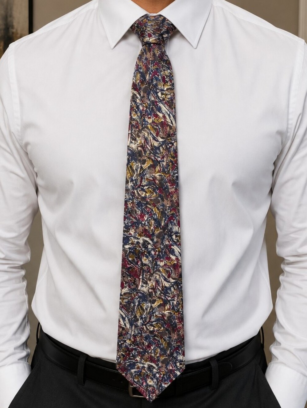 Vintage Christian Dior Monsieur Abstract Painterly Silk Tie